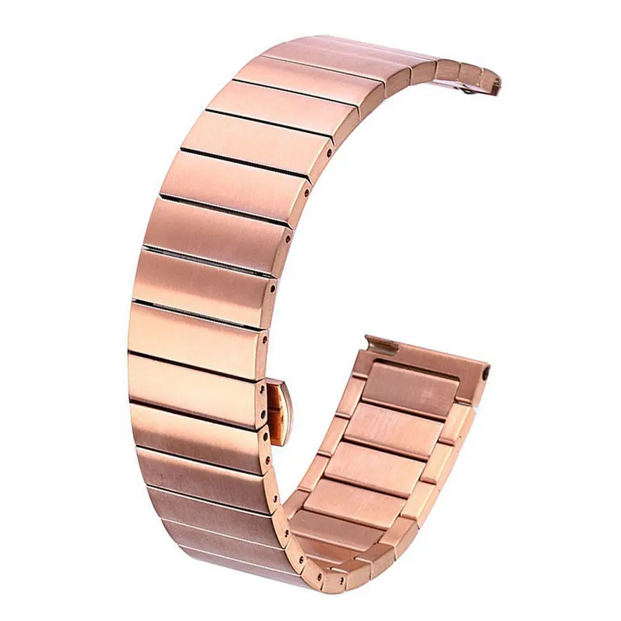Rose Gold Ремешок для часов из нержавеющей стали 18 мм 20 мм 22 мм сменный смарт-браслет для samsung gear S2 Classic S3 Frontier Classic - Цвет ремешка: Rose Gold