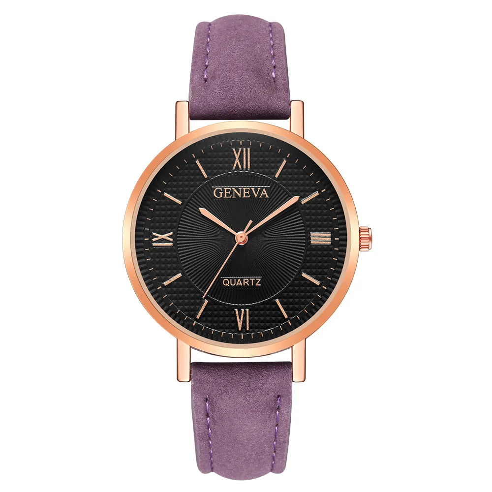 Часы наручные женские с кожаным ремешком модные кварцевые разные цвета