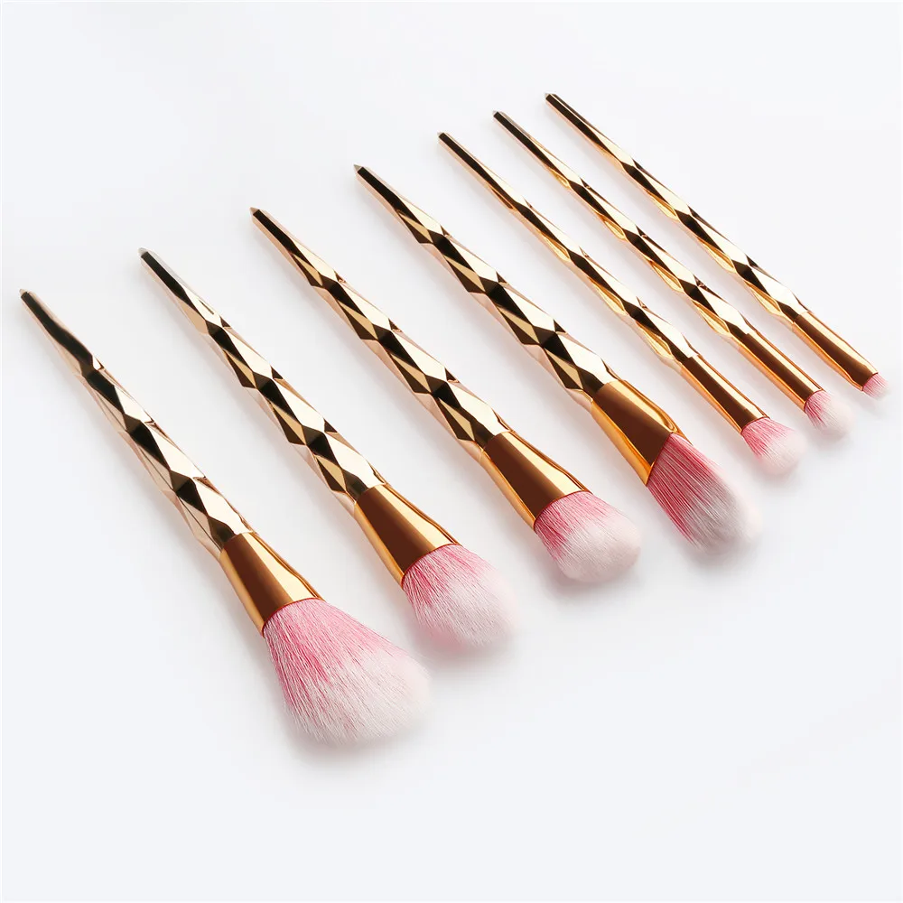 7 шт. набор кистей для макияжа с бриллиантами розовое золото бровей теней