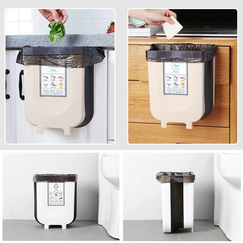 

Folding Trash Can Household Classification Wall-Mounted Creative Car Bedroom Kitchen Desktop Outdoor