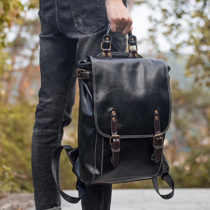 

Tidog korea Fashion brand versatile Street soft leather school backpack