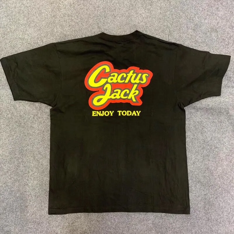 

x Travis Scott R eese's P uffs Enjoy Today Tee Astroworld T shirt Men Women 1:1 High Quality Summer Style Travis Scott T-shirt