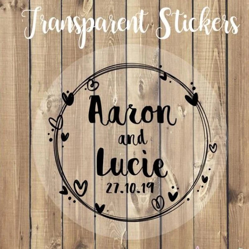 100 3 7 см Заказные прозрачные свадебные наклейки персонализированные именные