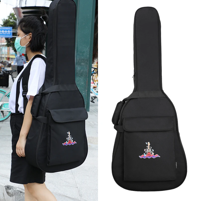 

40 Inch Simple Musical Instrument Backpack Black Folk Guitar Bag Oxford Fabric Acoustic Gig Pack Casual Waterproof Rusksack