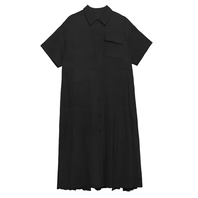 

Plus Size Dress Fashion New Women Pocket Plus Size Vintage Single Breast Goddess Fan Minority Style Loose Dress Dmy4747