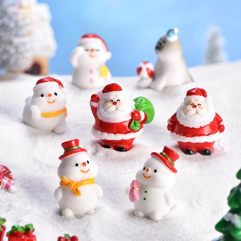 

1PC Cute Christmas Santa Claus Ice cream Snowman Ornaments Christmas Tree Mini Micro landscape Garden Pot Decor for home
