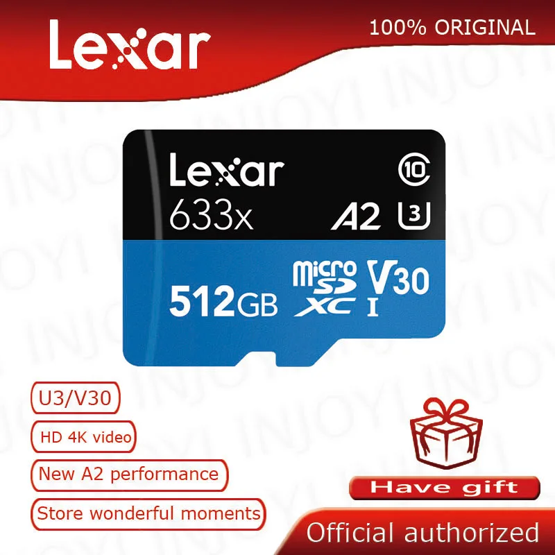 Lexar microSDXC Высокопроизводительные 633x UHS-I карты памяти 512 Гб micro sd Max 100 м/с класс 10 A2 3D