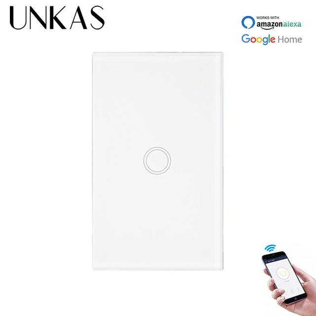 Стеклянная панель UNKAS 1 клавиша канал сенсорный Wi Fi переключатель автоматизация