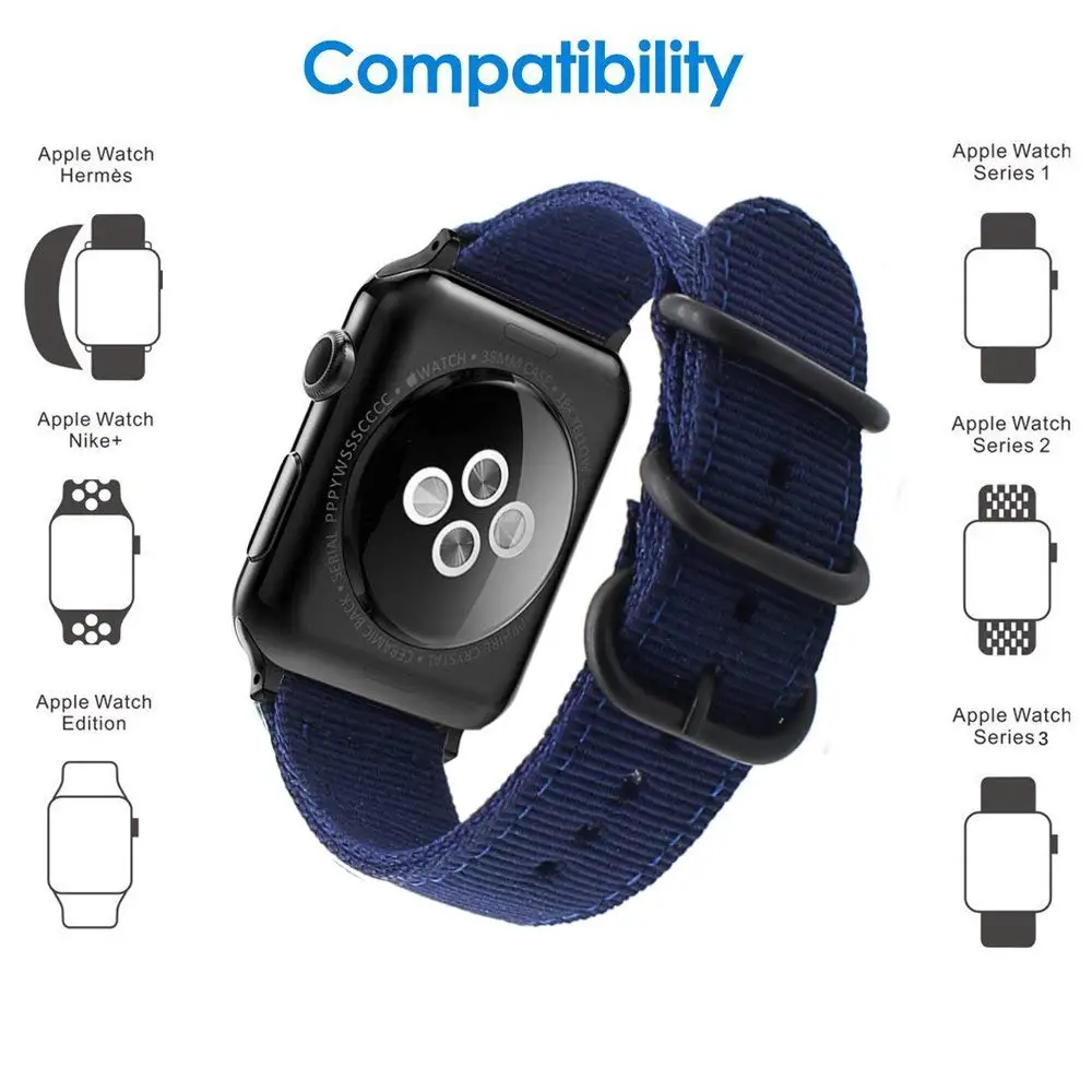 Тканый нейлоновый ремешок для часов apple Watch серии 1 2 3 4 38 мм/42 мм унисекс Браслет watch