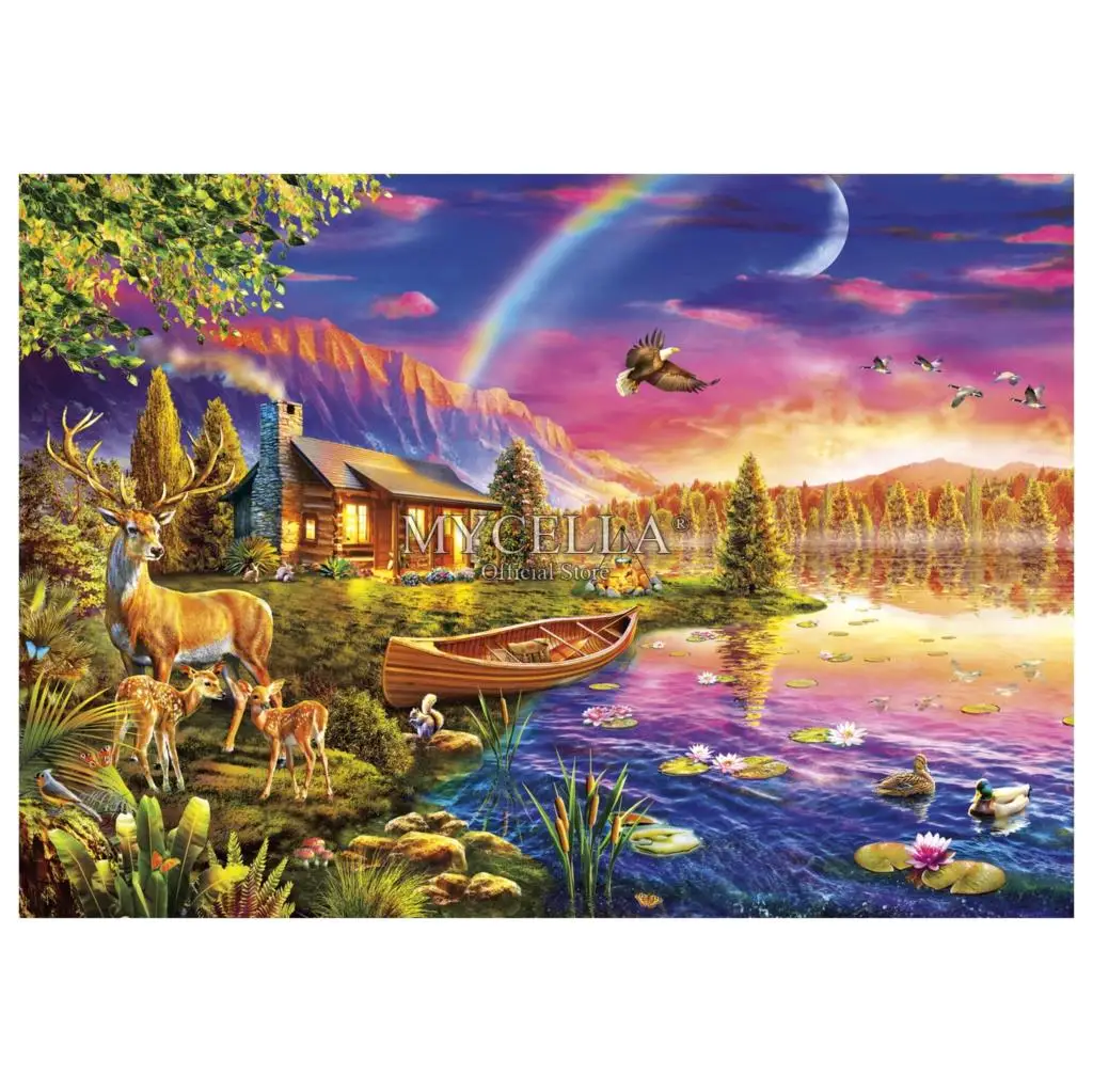 Алмазная 5D картина Lakeside с кабиной сделай сам вышивка крестиком пейзаж реки