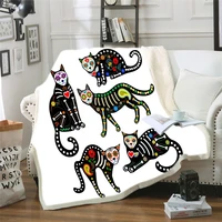 cat throw blanket on sofa 3d animal plush sherpa blanket lovely pet bedspreads fur print thin quilt 150x200cm
