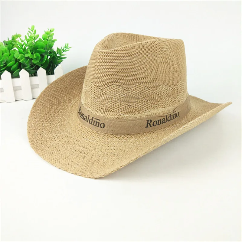 

Summer Straw West Cowboy Formal Sandy Beach Hats Sun Hat Sunscreen Straw Plaited Article Hat Woman