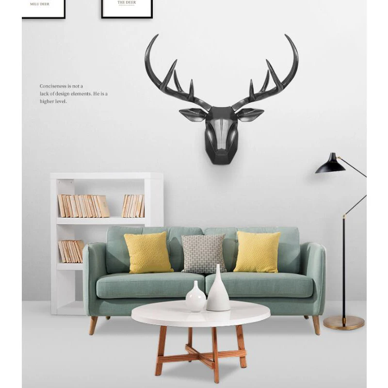 

NORDIC LUXURY CREATIVE DEER HEAD WALL HANGING STATUE AANIMAL FIGURINE SCULPTURE FOR HOME DECORATIONS ACCESSORIES ORNAMENTS