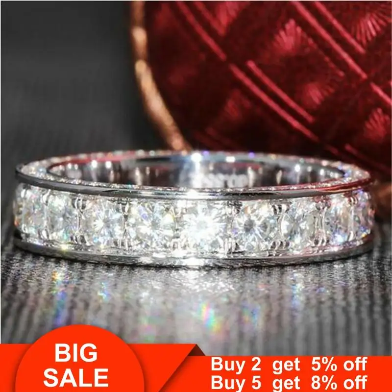 Кольцо вечности обручальное кольцо 925 стерлингового серебра 3 ряда AAAAA cz