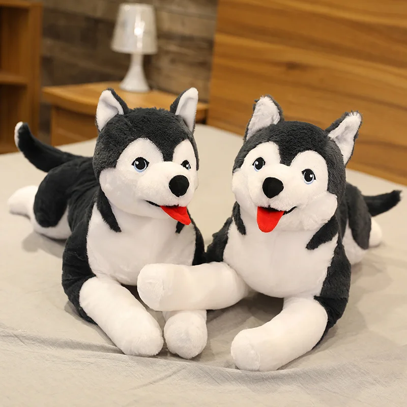

70cm Simulation Husky Dog Plush Toy Stuffed Animal Lifelike Dog Toys for Children Soft Baby Doll Kids Girl Lovely Birthday Gift