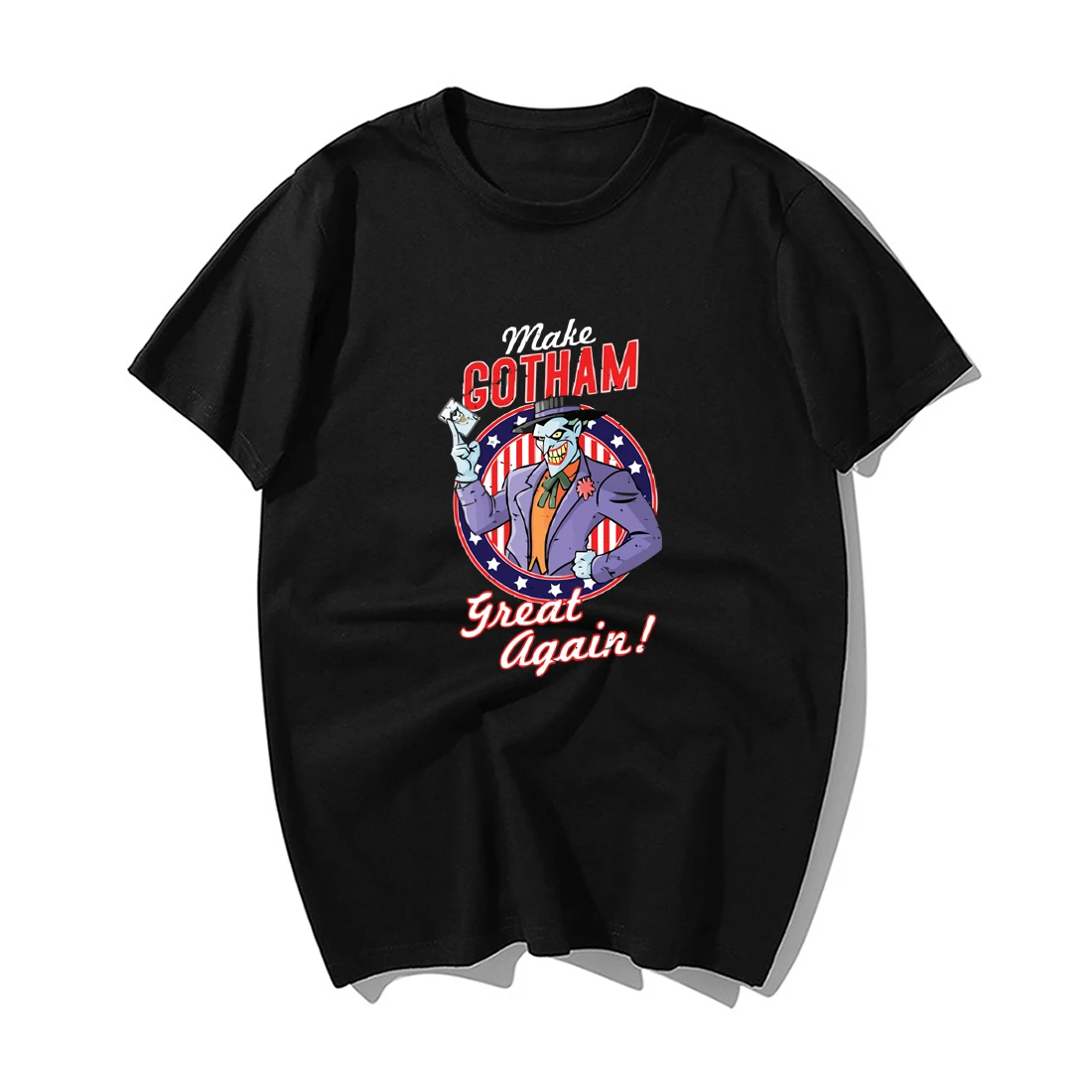 Забавная Футболка Джокер, Мужская футболка Make Gotham Great Again, модные летние повседневные топы, хлопковые футболки с коротким рукавом, топы