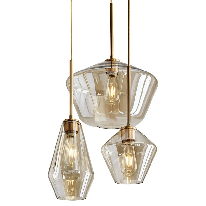 

Nordic Luxury Golden Loft Retro Pendant Lights Glass Kitchen Hanging Lamp Bedroom Indoor Lighting Staircase Corridor Luminaire