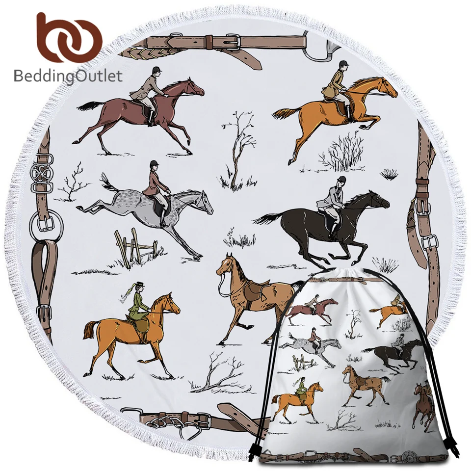 Постельные принадлежности Outlet животные круглый пляжное полотенце Конный из