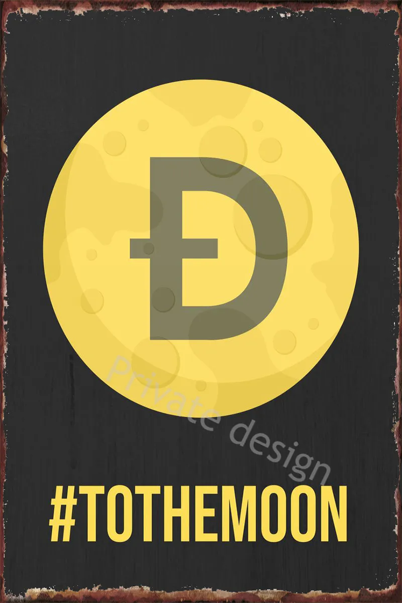 

Dogecoin tothemoon Hashtag Vintage Metal Sign Tin Sign Tin Plates Wall Decor Room Decoration Retro Poster For Art Pub Home