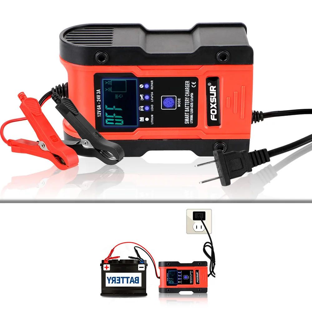 

Умное свинцово-Кислотное зарядное устройство Agm Gel для автомобиля или мотоцикла, 12-24 В, 6 А