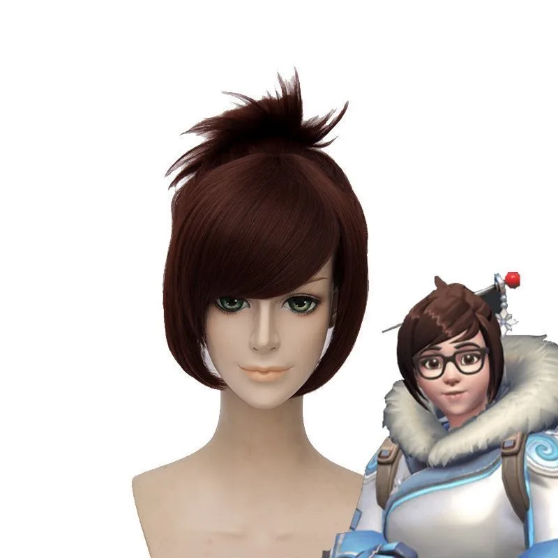 Бесплатная доставка Горячая игра OW Mei косплей парик Хэллоуин сценическая рыжие