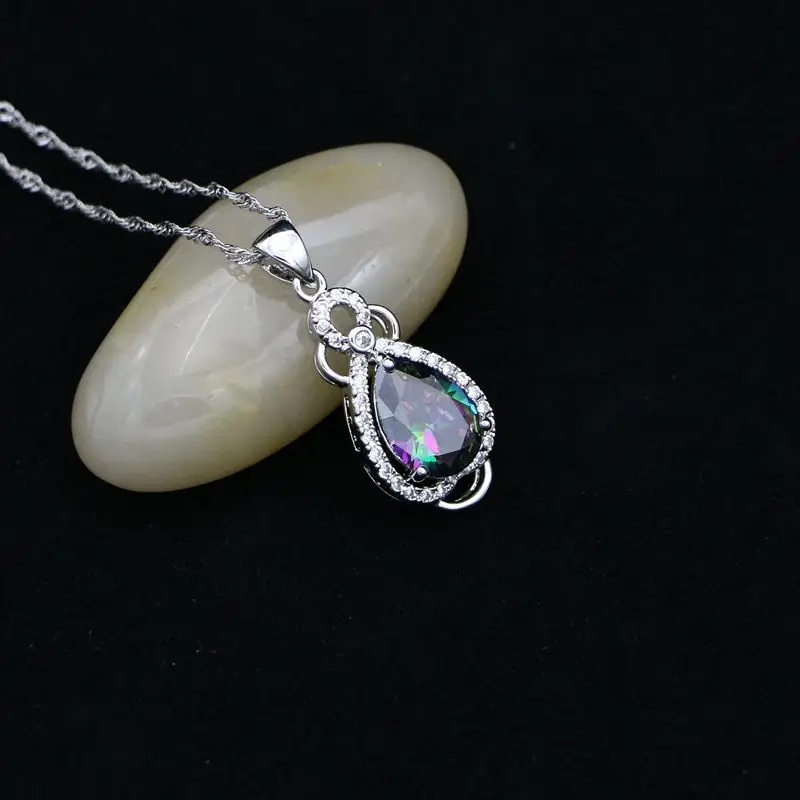 Красочные радужные кубические циркониевые бусы ювелирные наборы для женщин