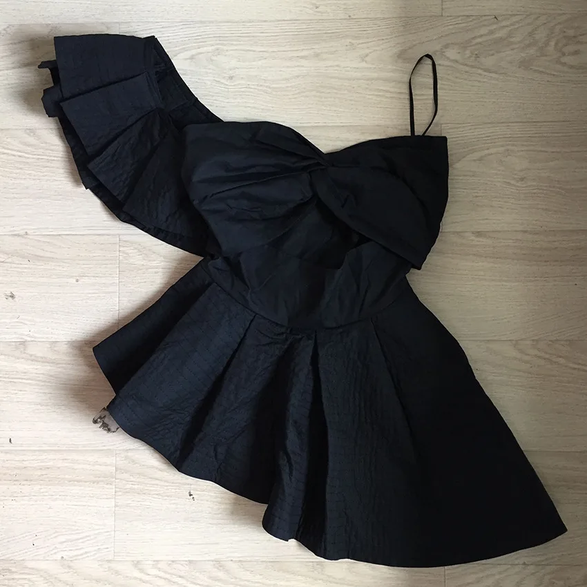 LANMREM/Новинка 2019 года модные Лоскутные пикантные топы без рукавов с оборками