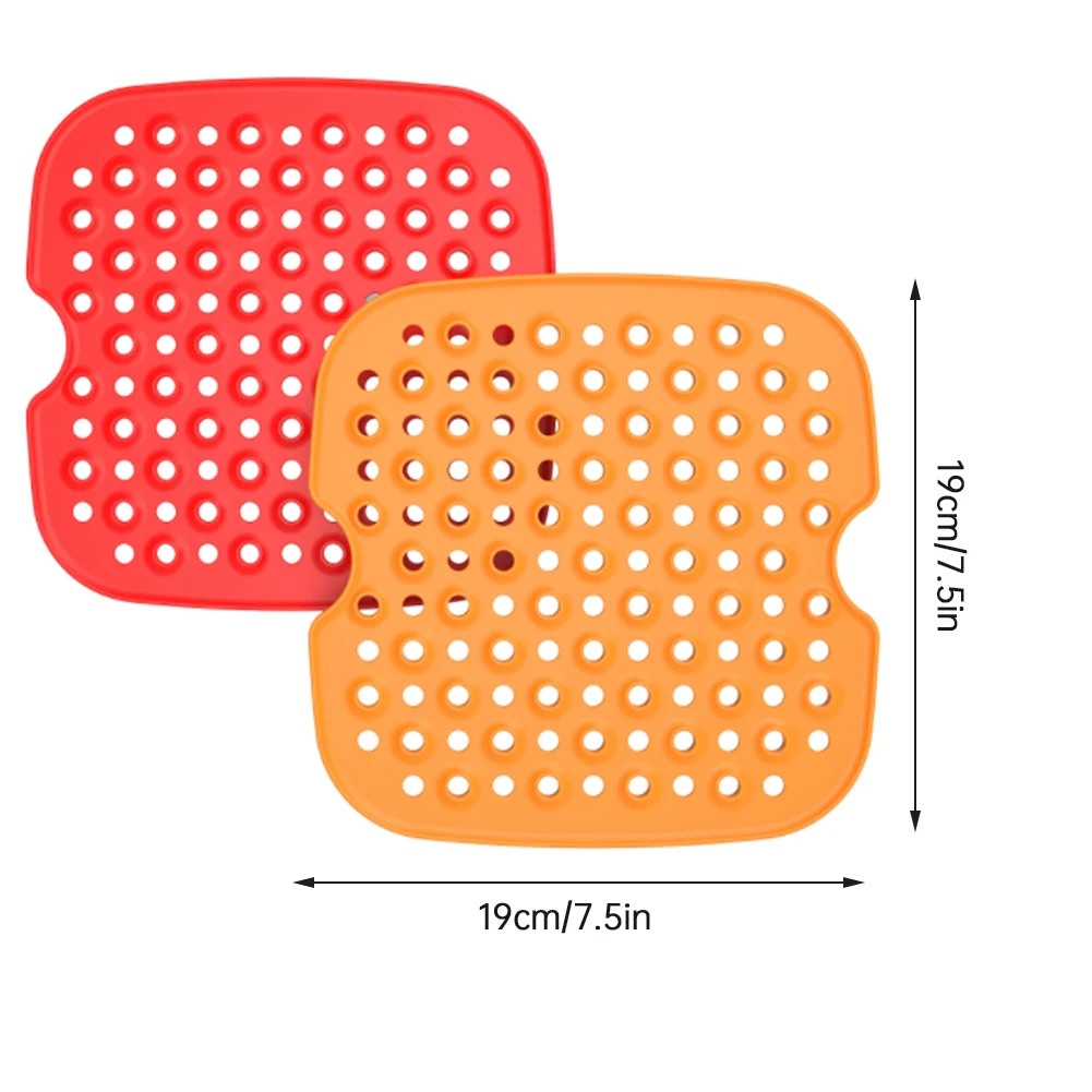 

Silicone Air Fryer Mats Pads Liner Reusable Non-Stick Silicone Air Fryer Basket Mat Pad Replacement Kitchen Baking Tools 2PCS