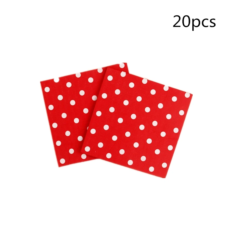 20PCS Посуда на день рождения, спрос среди детей, украшение, розовая посуда, детский душ, синий/красный горошек, тематические принадлежности для бумажных табло, 10 шт/партия - Цвет: 20PCS