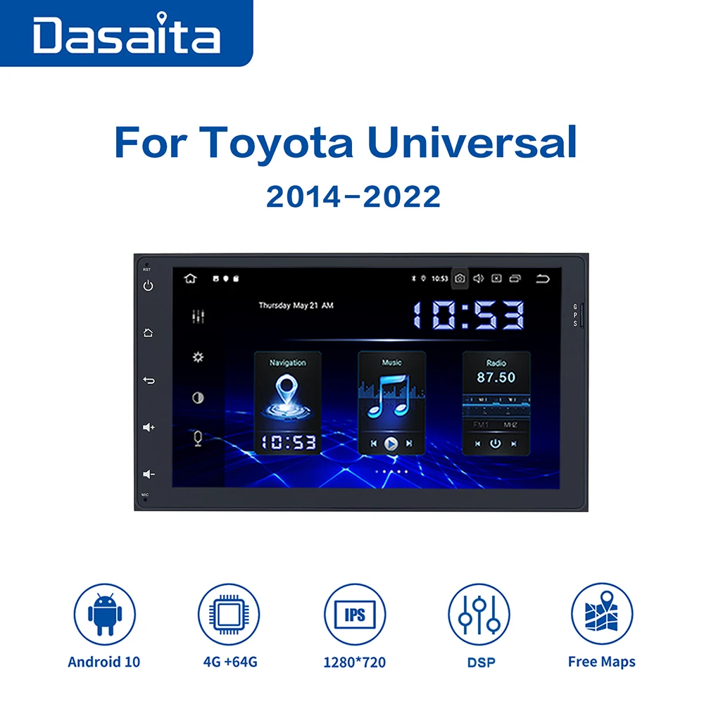 Автомобильный радиоприемник Dasaita 2 Din Android 10 0 1280*720 для Toyota Tacoma Corolla Sienna 2016 2017 2018