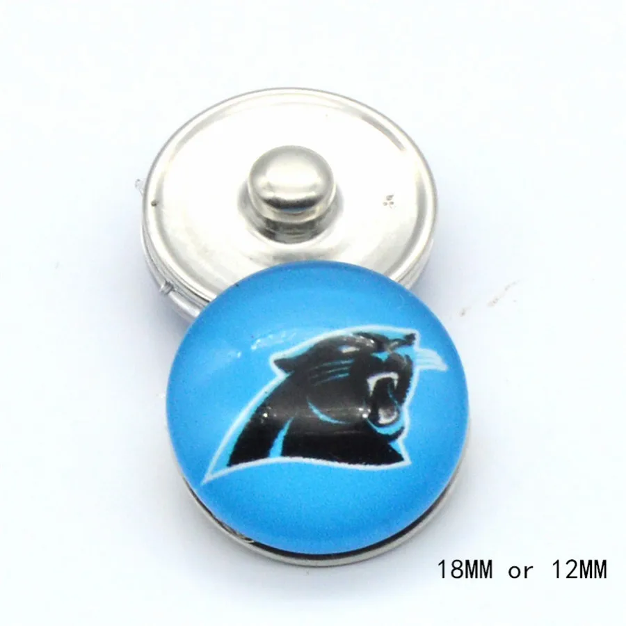 Стеклянная КНОПКА 18 мм 12 Carolina Panther очаровательный имбирный браслет для женщин и