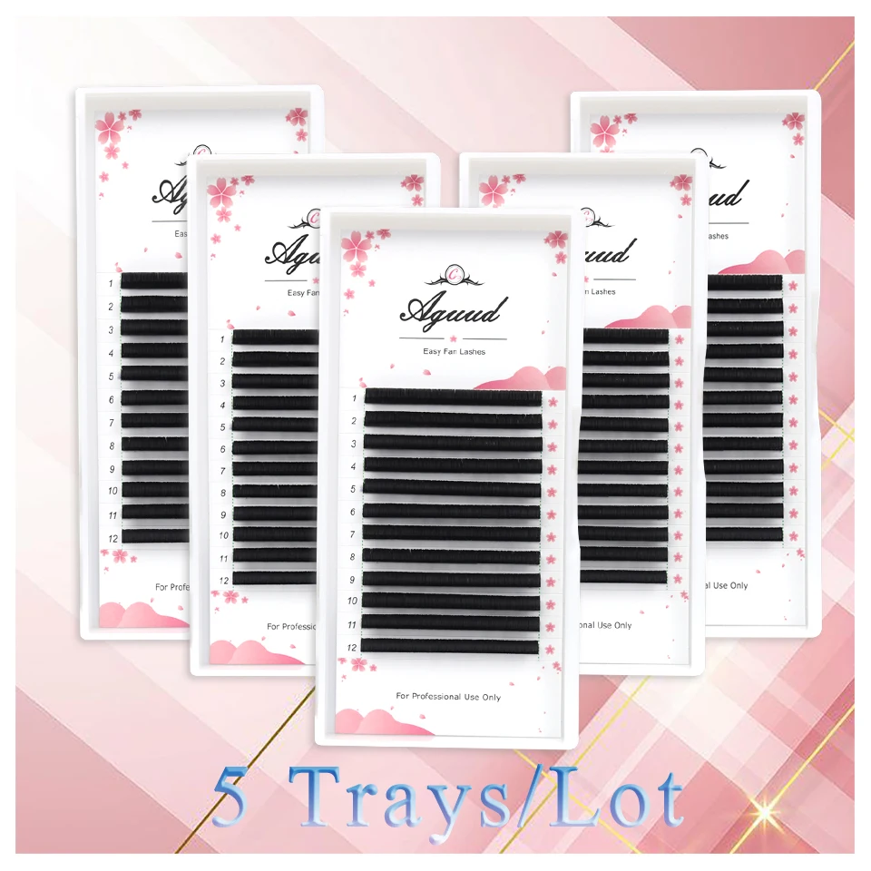 

AGUUD 5 Trays Faux Mink Easy Fan Eyelash Extensions Fast Fan Eyelashes Auto Flowering Rapid Blooming Premium Individual Lashes