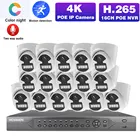 Система видеонаблюдения 4K Ultra HD POE, 16-канальный комплект домашнего видеорегистратора, купольная IP-камера безопасности, комплект камер видеонаблюдения с аудио 8 МП