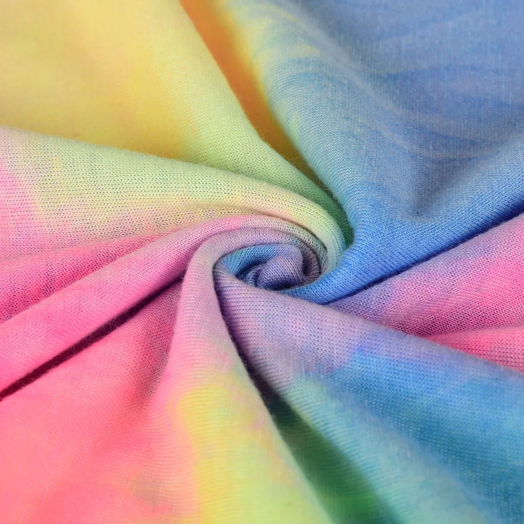 Tie Dye женская футболка лето футболки туники с коротким рукавом сексуальная V