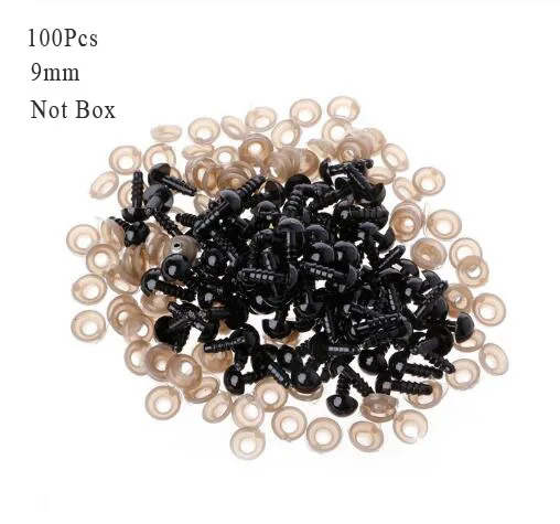 100Pcs 9mm 100 шт. на возраст от 6 до 12 лет мм черный Изделия из пластика защитные глаза для плюшевый мишка, мягкая игрушка кукла животных амигуруми DIY аксессуары GYH - Цвет: 100Pcs 9mm