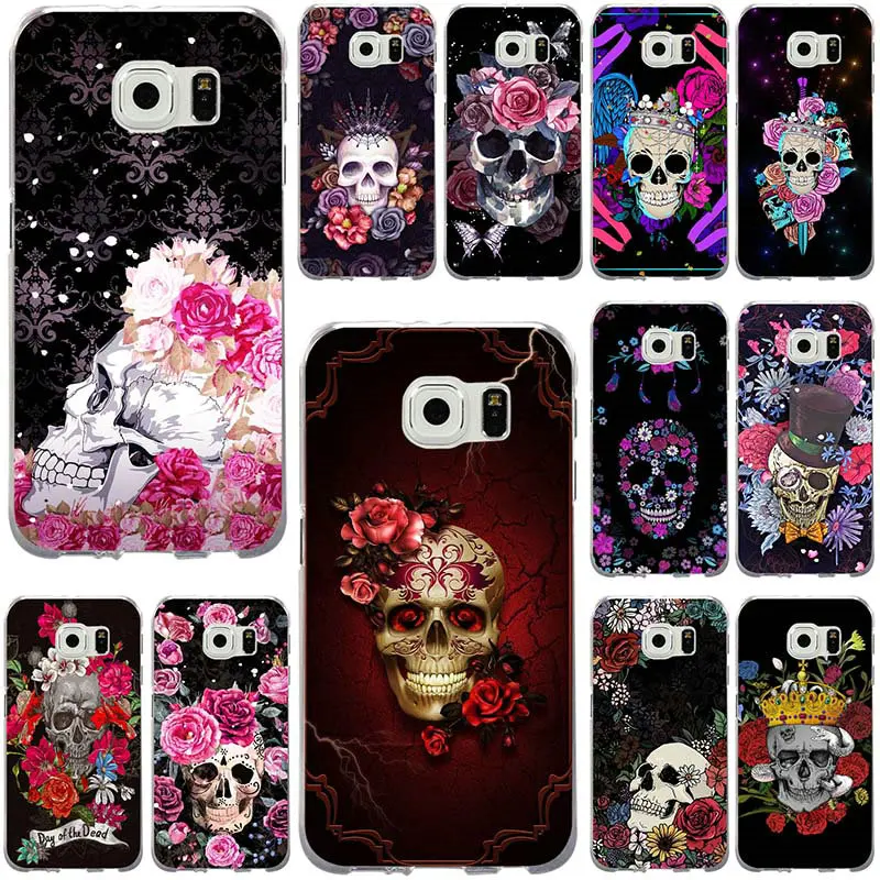 Чехол с изображением скелета Дня мертвых цветов для телефона Samsung Galaxy Note 2 3 5 8 9 S2 S3