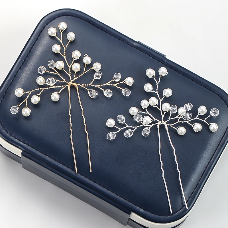 Свадебные Заколки Для Волос золотого и серебряного цвета с кристаллами жемчугом