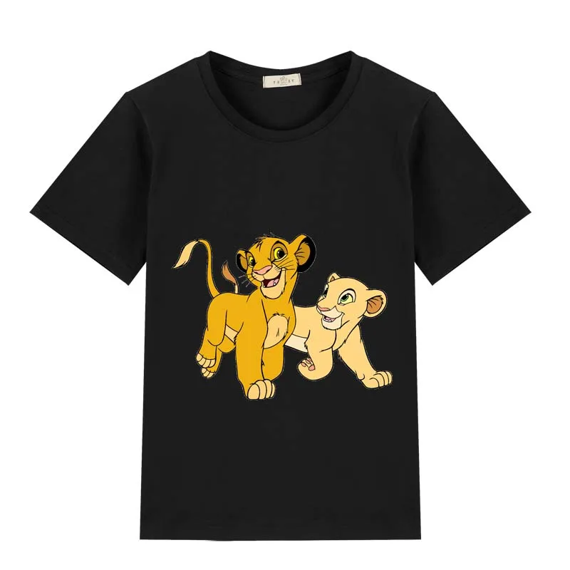 Новое поступление Аниме Лев Simba ребенок черный футболки из хлопка для мальчиков и девочек 4 6 8 10 12 лет