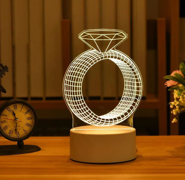 3d Led Night Light Creative Table Lamp Valentine's Day Gift Romantic Heart-shaped Decorative Children's Birthday Gift. | Дом и сад