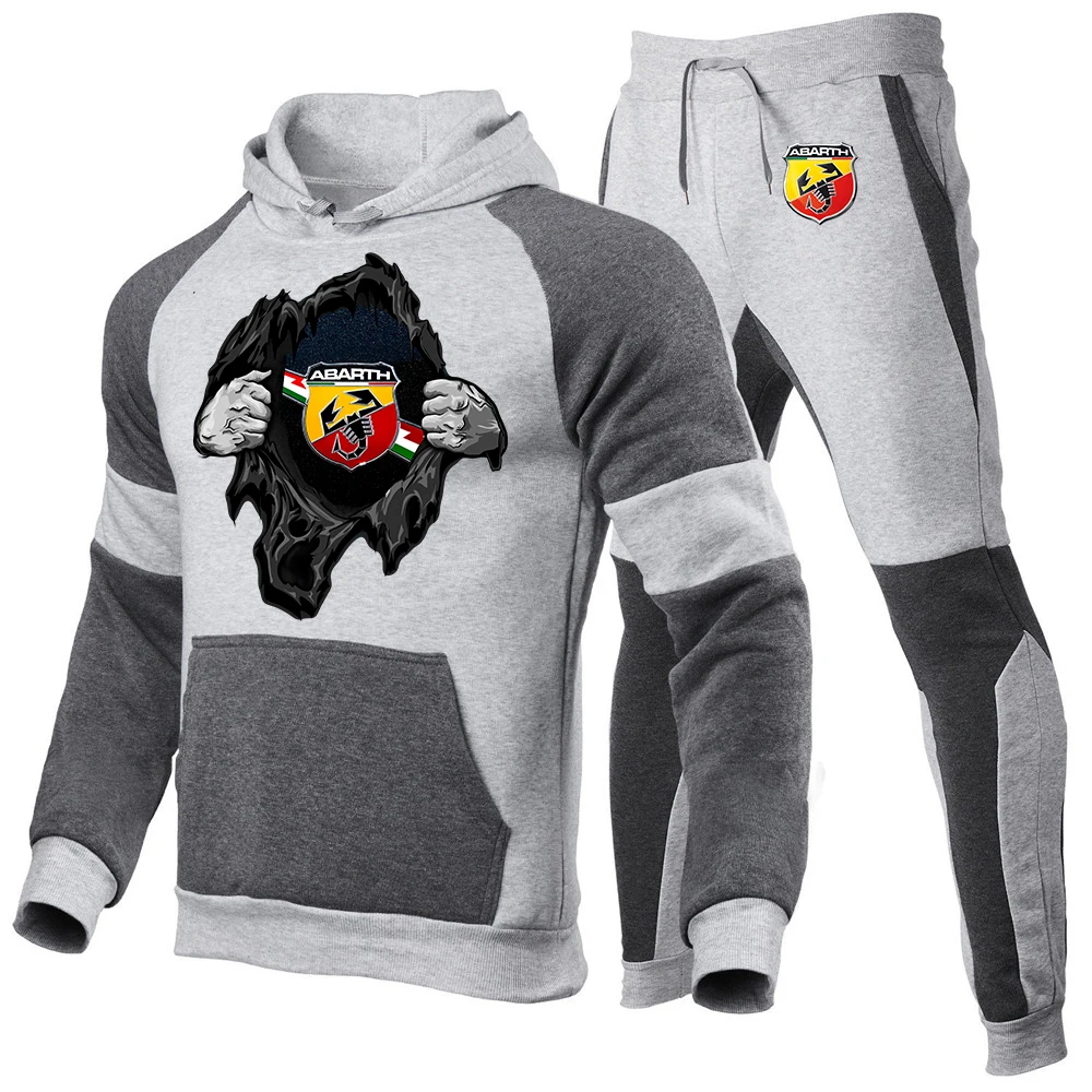 

Осенне-зимний спортивный костюм с логотипом ABARTH 2020, мужские модные толстовки, мужские костюмы, брендовые комплекты, Мужская толстовка + спор...
