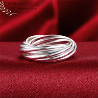 pure 925 silver rings for women multi circles finger ring size 8 wedding band engagement jewelry wholesale bague anillo gifts
