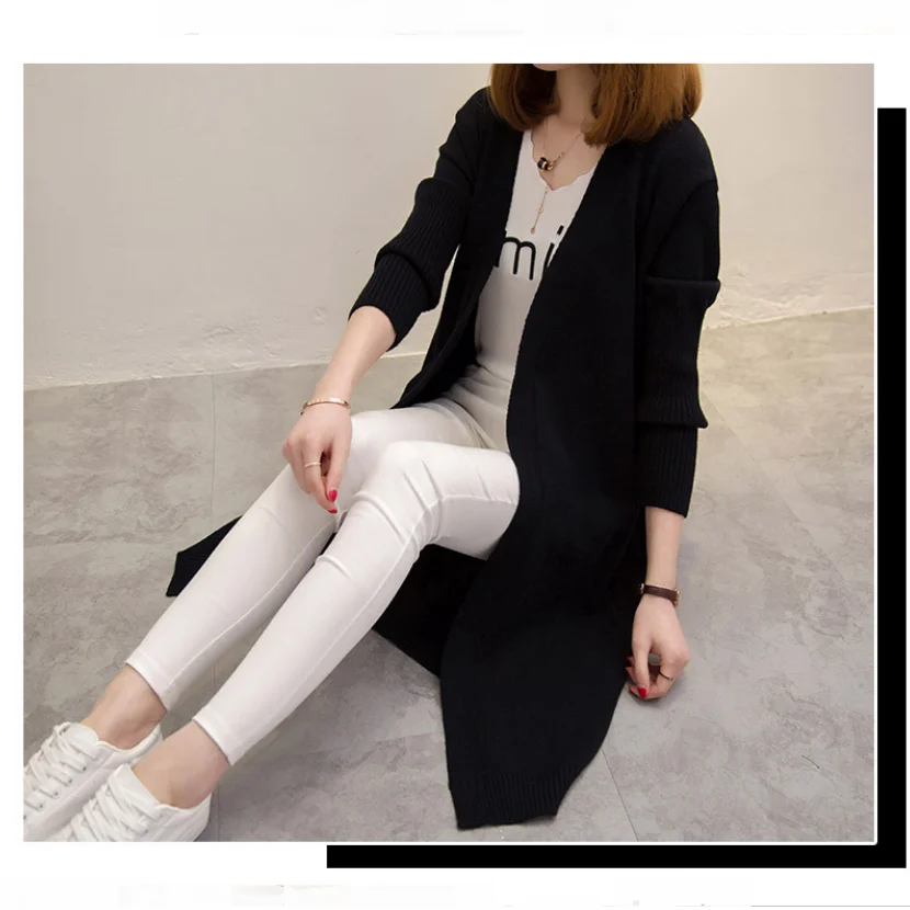 Новый дизайн женский длинный свитер вязаное пальто кардиган |