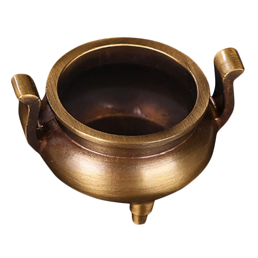 

1PC Pure Copper Small Incense Burner with Three Legs and Ears Golden Burner