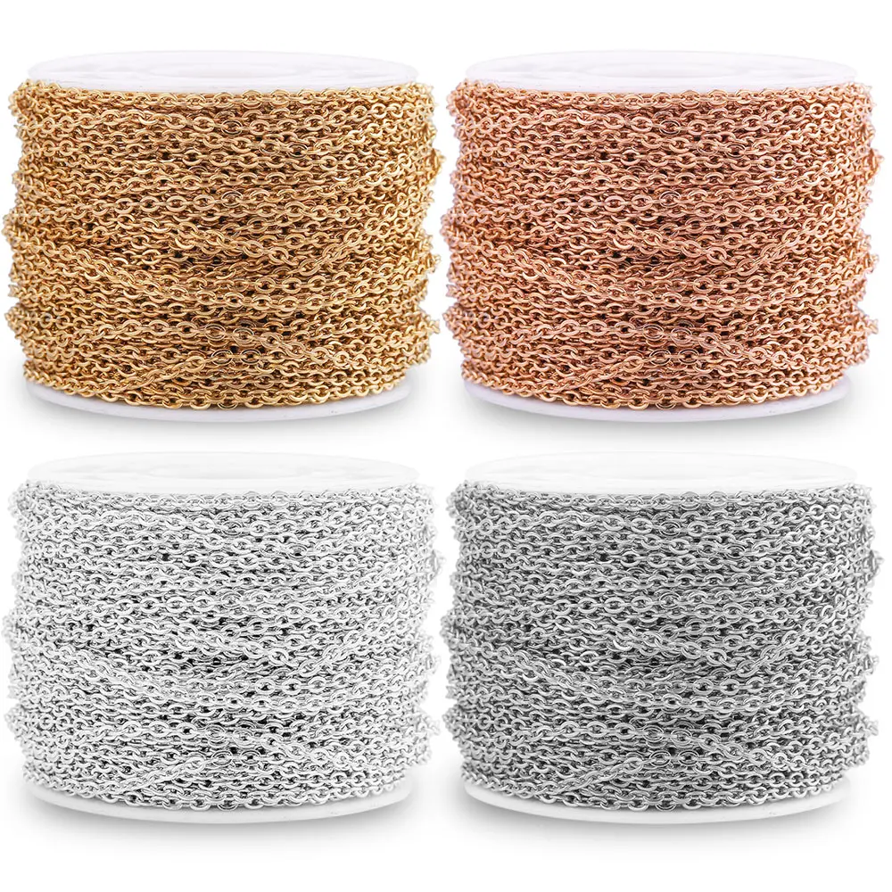 2 м нержавеющая сталь цепного каната для: золотой серебристый розовый ожерелье из