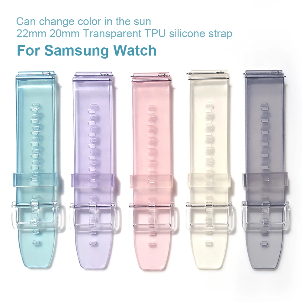 

Silicone Transparent Changeable Color TPU Strap For Samsung Galaxy Watch 3 45mm 41mm/46mm 42mm/Active 2 44mm 40mm Band Bracelet