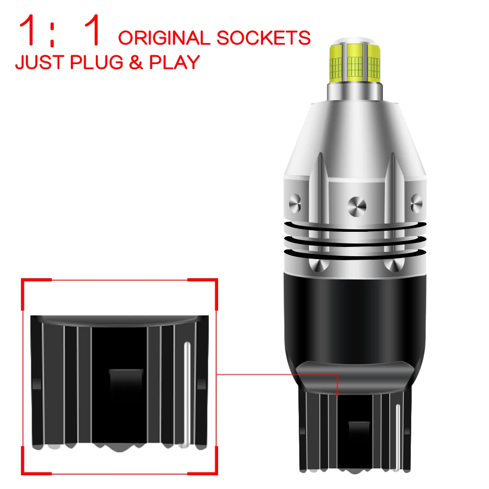 

360 Degree 6 Sides Auto Tail Light T20 7440 Parking Brake Light 6000k 12v W21W 3156 P27w T25S Car Reverse Light White