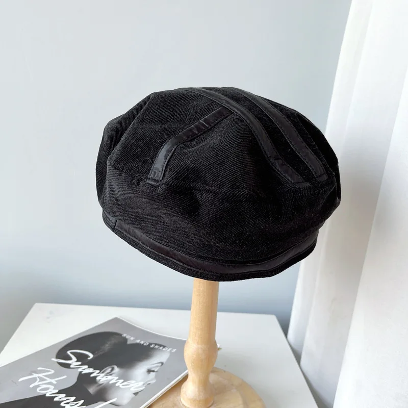 

202107-may-shenjing NEW ins autumn Corduroy geometric stripes street lady beret hat men women Leisure painter hat
