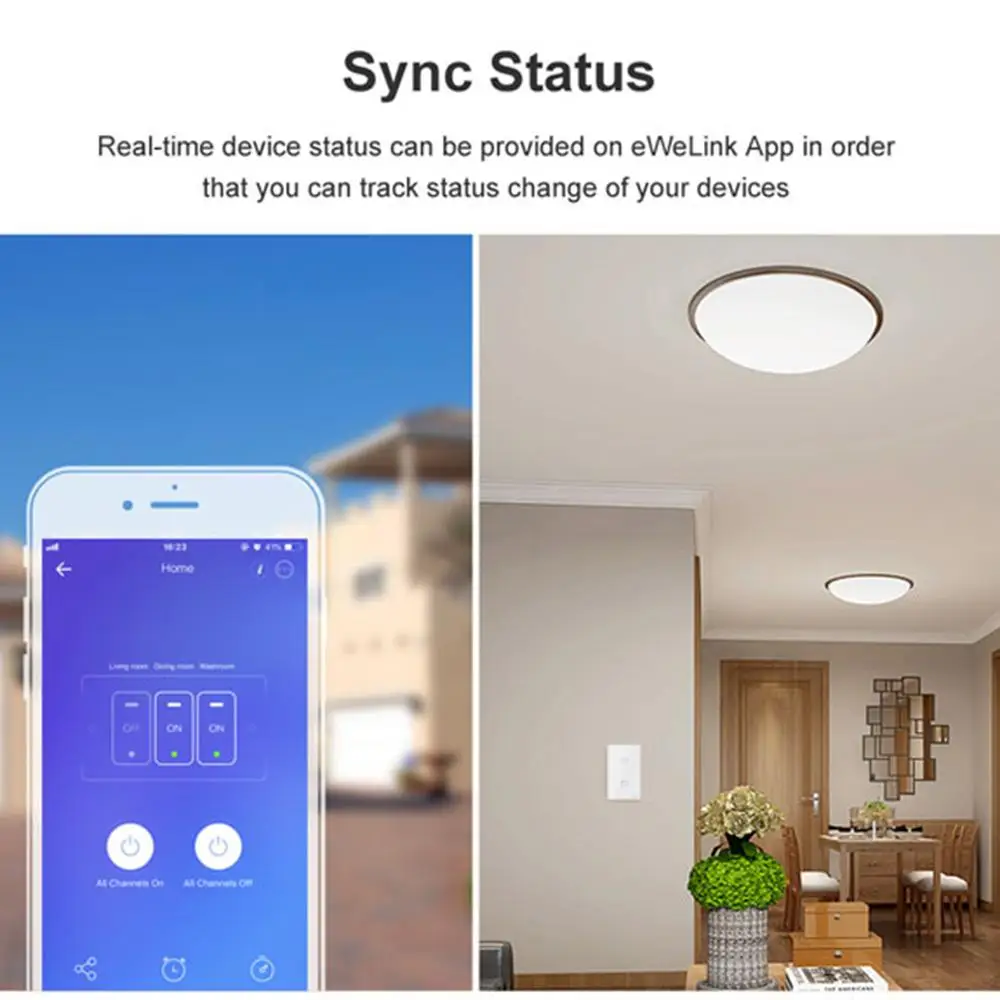 SONOFF T2 США Wifi умный настенный сенсорный светильник переключатель 1 2 3 банда RF