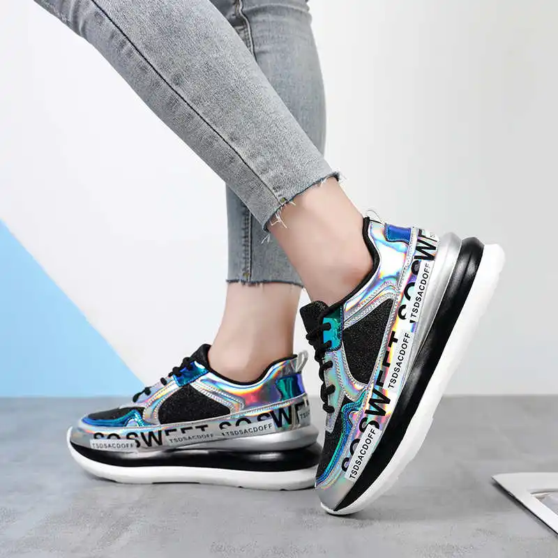 Кроссовки на платформе; модная женская обувь; сезон весна-осень; Basket Femme; женская обувь из вулканизированной кожи; кроссовки на массивном каблуке; zapato mujer; повседневная обувь