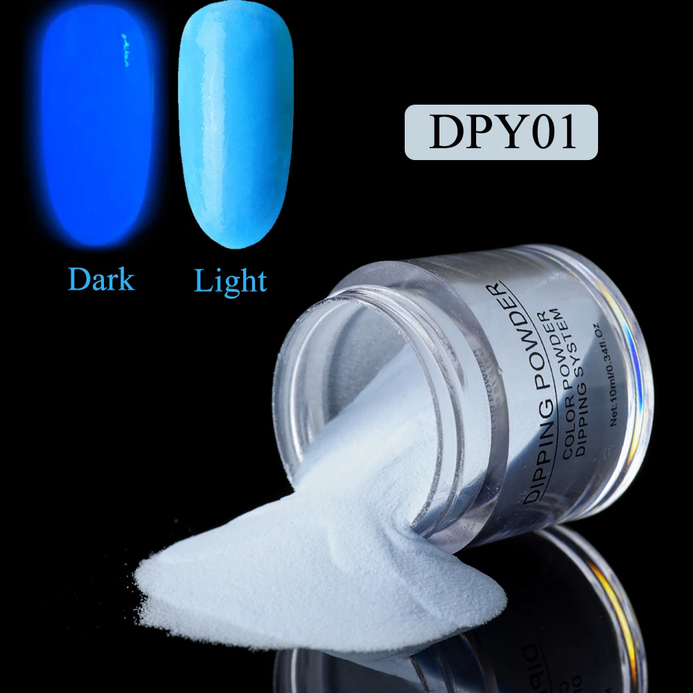 DPY-01 YAYOGE 10 цветов светящийся порошок для ногтей Блеск для ногтей светится в темноте погружающийся порошок светящийся порошок DIY Дизайн ногтей - Цвет: DPY-01